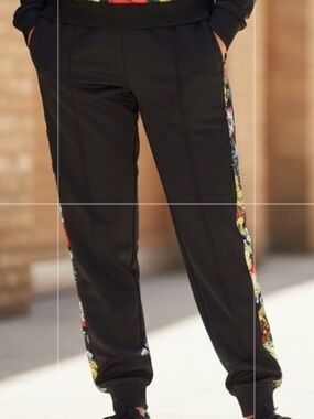 Gucci Black Joggers with Floral Side Panels